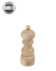 Wooden pepper grinder with Zirlion logo in the corner