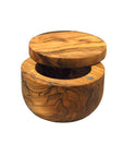 Olive Wood Salt Cellar With Pivoting Magnetic Lid
