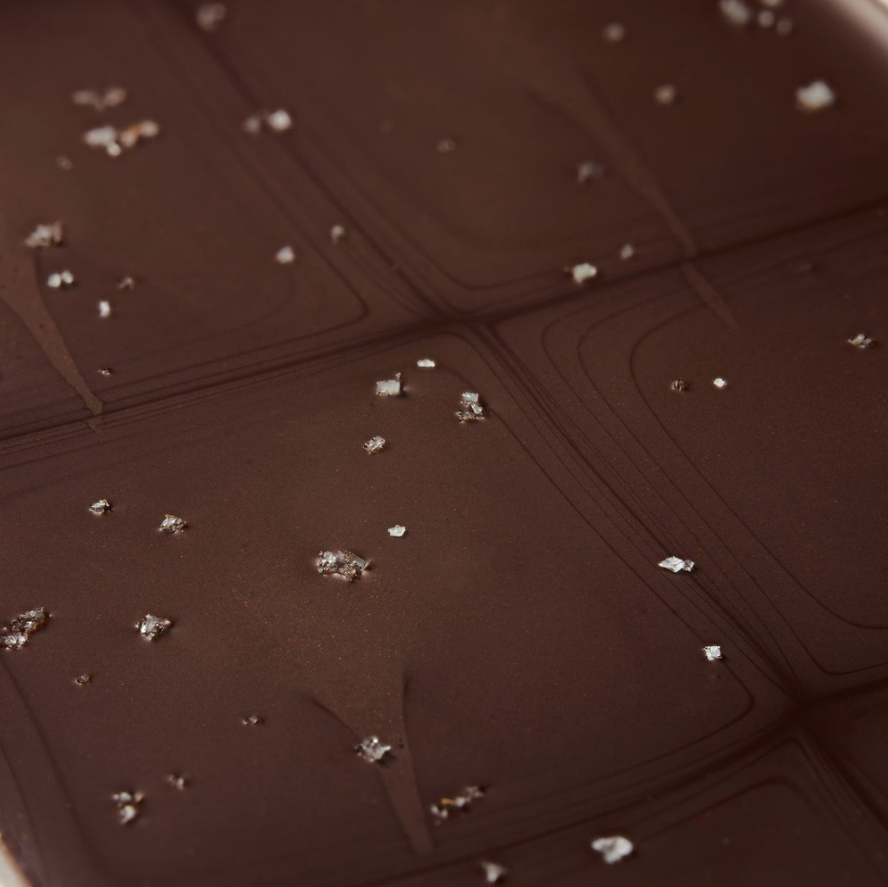 The back of a chocolate bar with salt