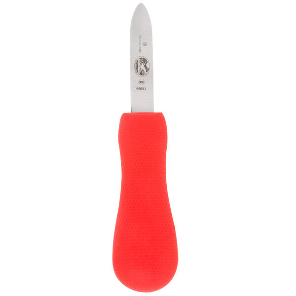 
                  
                    Victorinox 7.6399.3 2 3/4" Stainless Steel New Haven Style Oyster Knife with Red SuperGrip Handle
                  
                