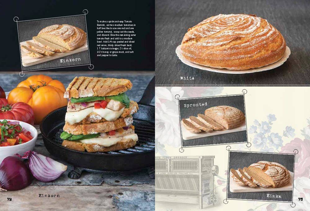Collage of bread and sandwich images with text labels on a dark background
