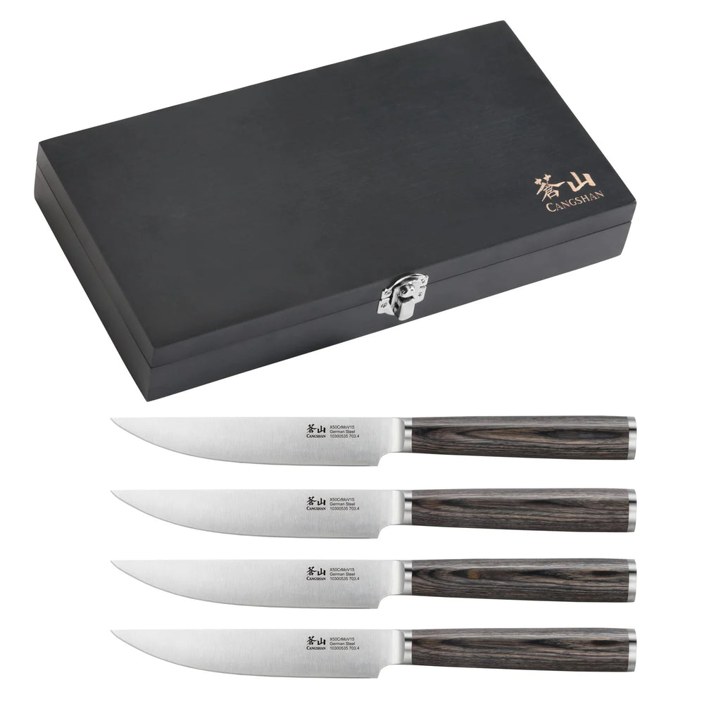 4-Piece Pakkawood Steak Knife Set w/ Wood Box by Cangshan