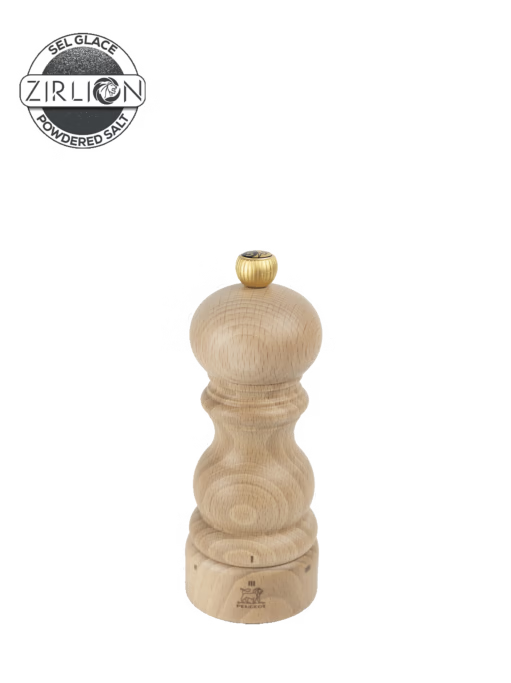 
                  
                    Wooden pepper grinder with Zirlion logo in the corner
                  
                