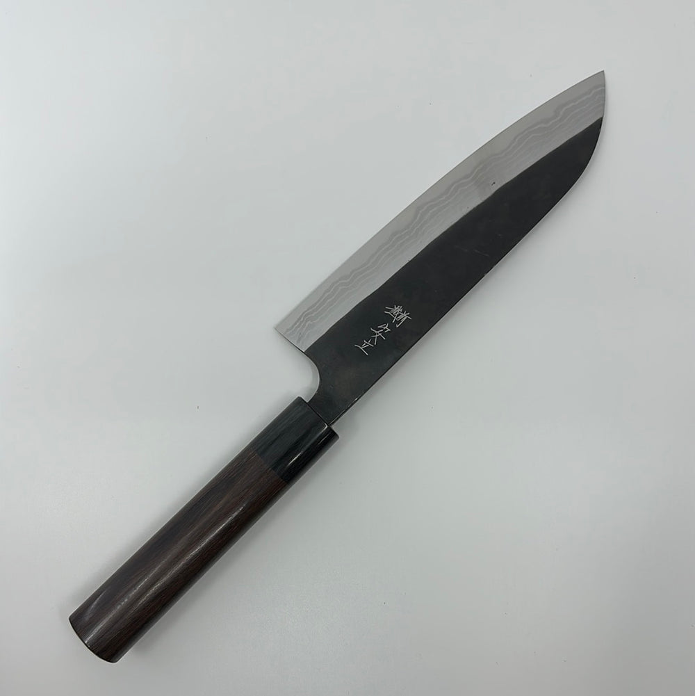 Anryu Knives White #2 165mm Santoku with Kurouchi Damascus San Mai Cladding