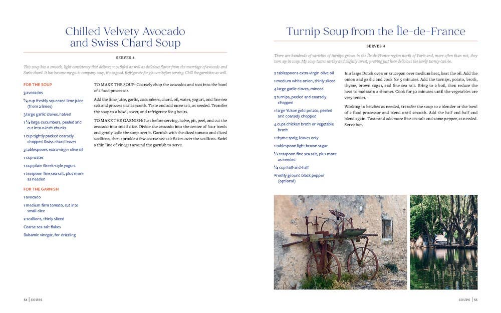 Page from a magazine or book with text and images of a garden and a stone wall.