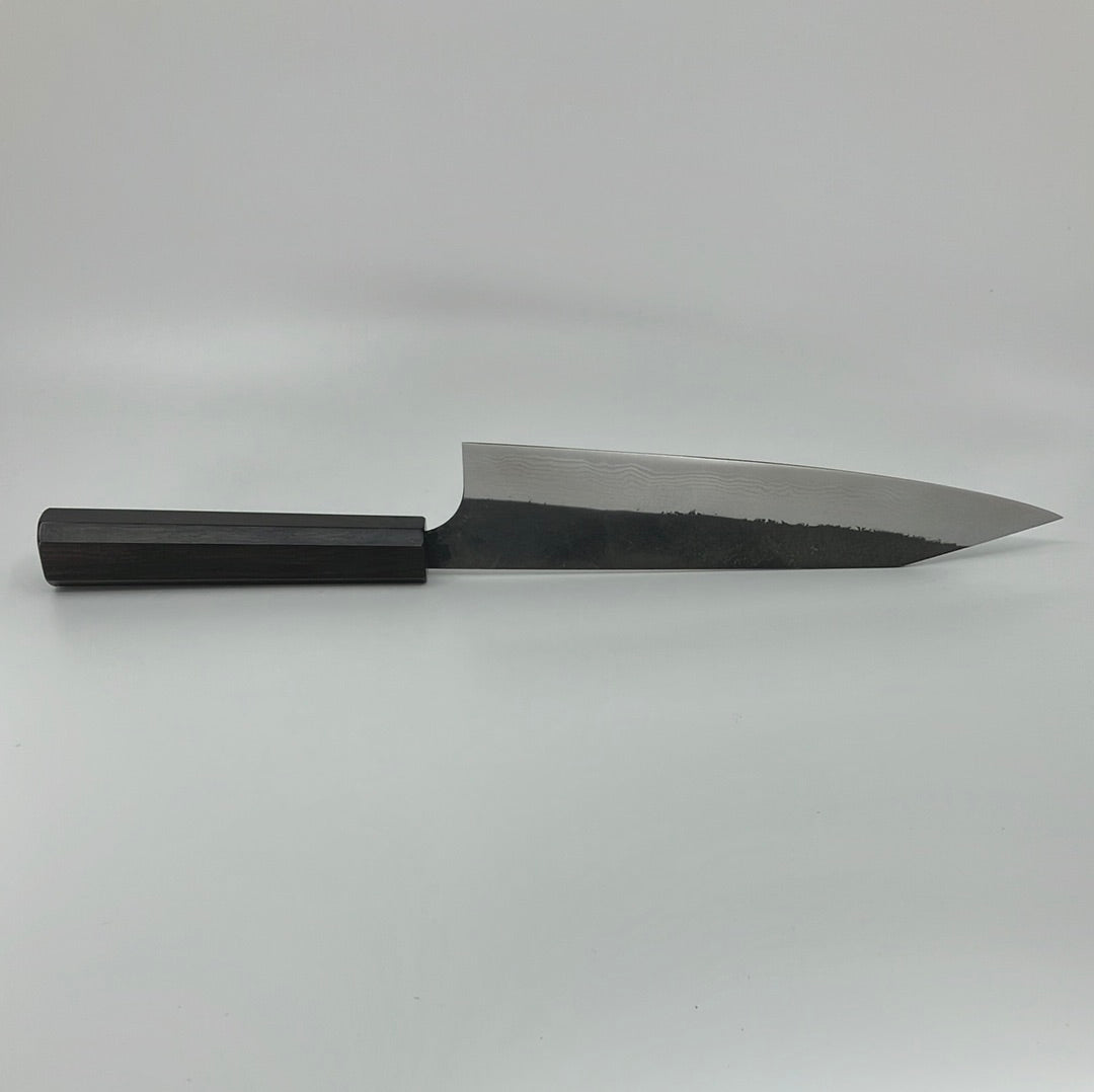 
                  
                    Yoshimi Kato Blue #2 AS Nashiji Kurouchi Damascus 210mm Gyuto Rosewood Handle
                  
                