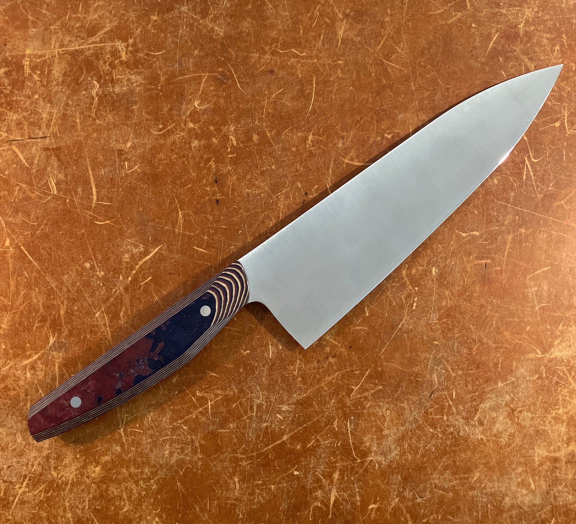 Gyuto Blue Maroon Richlite Patterson