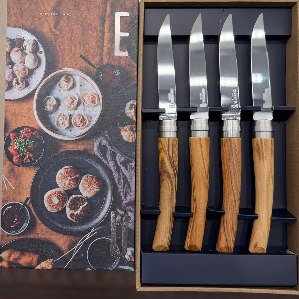 Box of 4 Table Knives Spirit Olivewood • N125 South • Opinel