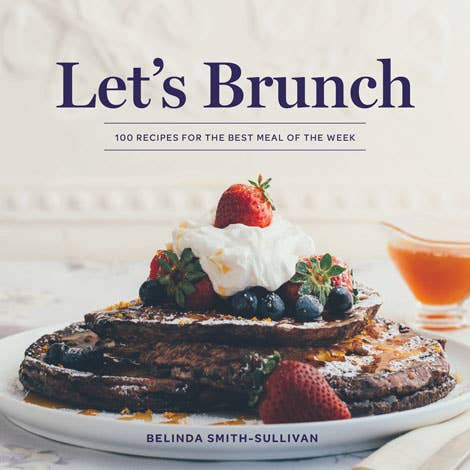 Book cover of 'Let's Brunch' with a waffle dessert on a white background