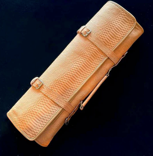 Tokushu Premium Leather Knife Roll with Snake Skin Embossing