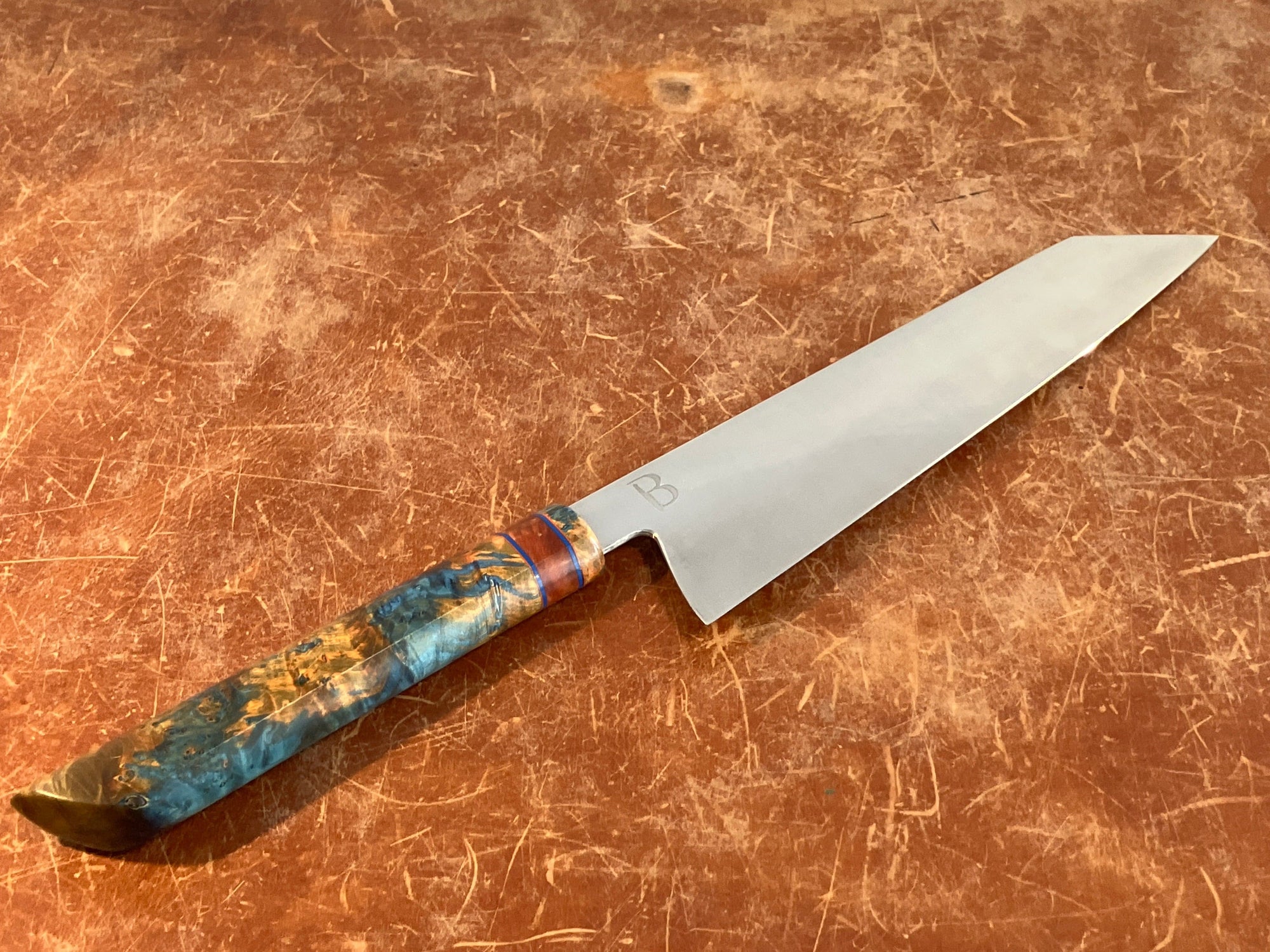 Baldwin Blades Kitchen Knives Gyuto Ktip 8" Blue Box Elder Baldwin Baldwin Blades in AEBL