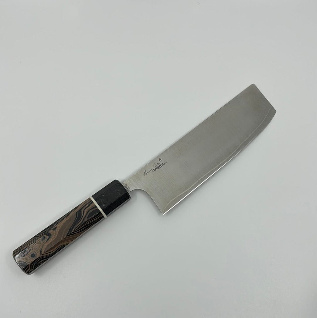 Carter/Spyderco Kitchen Knives Nakiri 168mm | Itamae Chef | Burl G10 Handle Murray Carter • Itamae Chef • Black G10 Handle