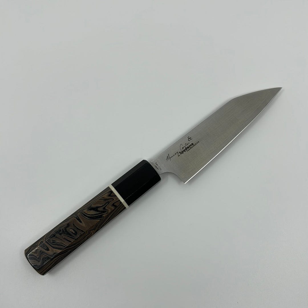 Carter/Spyderco Kitchen Knives Petty 105mm | Itamae Chef | Burl G10 Handle Murray Carter • Itamae Chef • Black G10 Handle