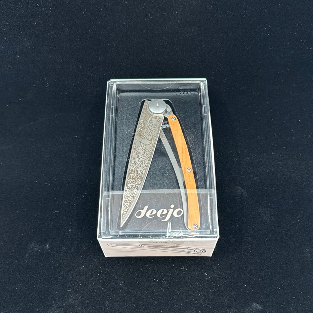 Deejo Folding Knives 37g | Juniper Wood | Art Nouveau Pocket Knife 37g • Deejo