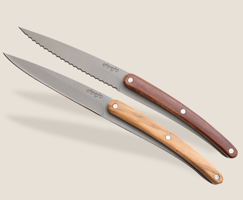 Deejo Kitchen Knives Paring knife set • Olive & Coral Wood Paring knife set • Olive & Coral Wood • Deejo
