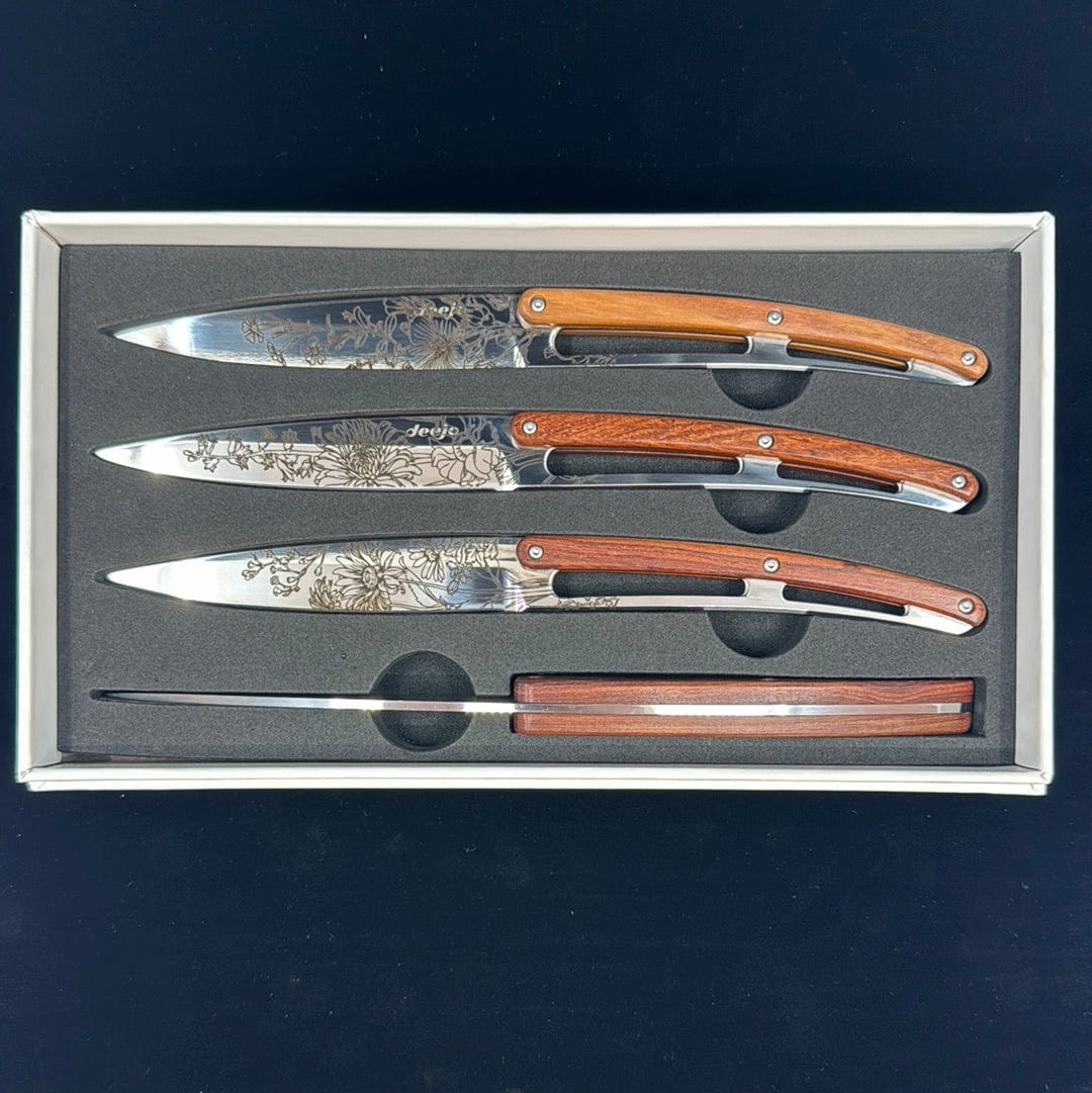 Deejo Kitchen Knives Set of 4 | Coral Wood | Blossom Steak Knives • Set of 4 • Deejo