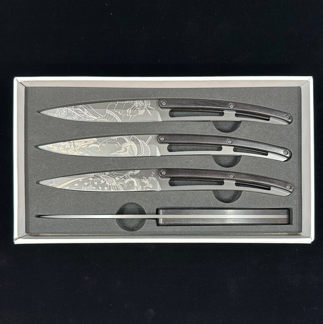 Deejo Kitchen Knives Set of 4 | Ebony | Japanese Steak Knives • Set of 4 • Deejo