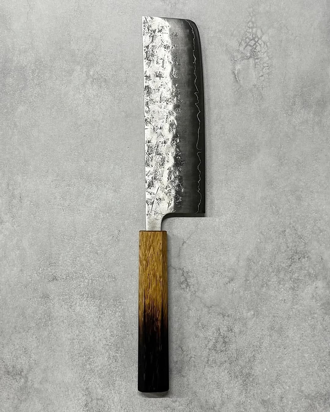 Fukui Co., Ltd. OUL Nakiri 165mm - Burnt Oak Handle OUL Nashiji Knives – Burnt Oak Handle