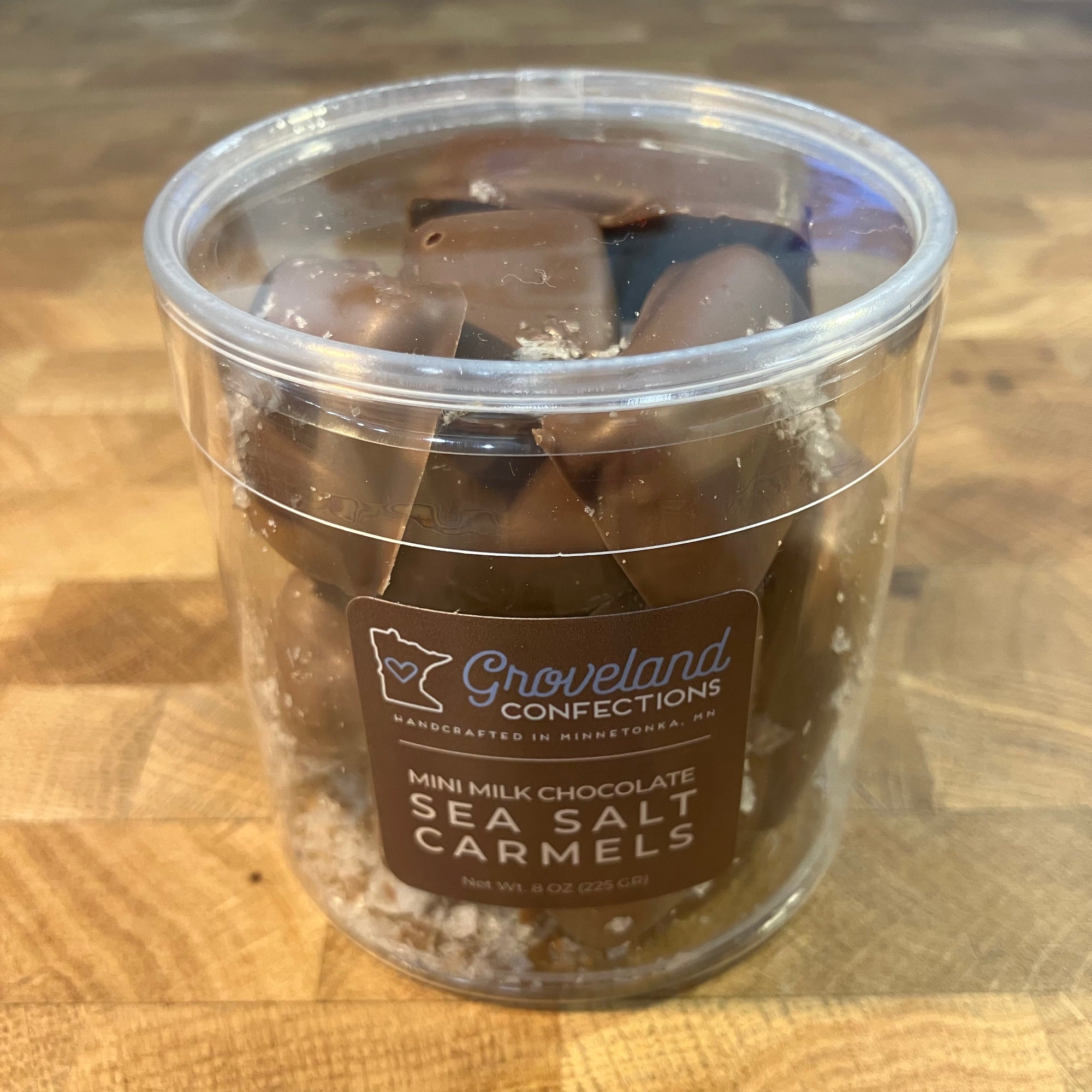 Groveland Confections Dark Chocolate 8oz Mini Sea Salt Carmel Bars