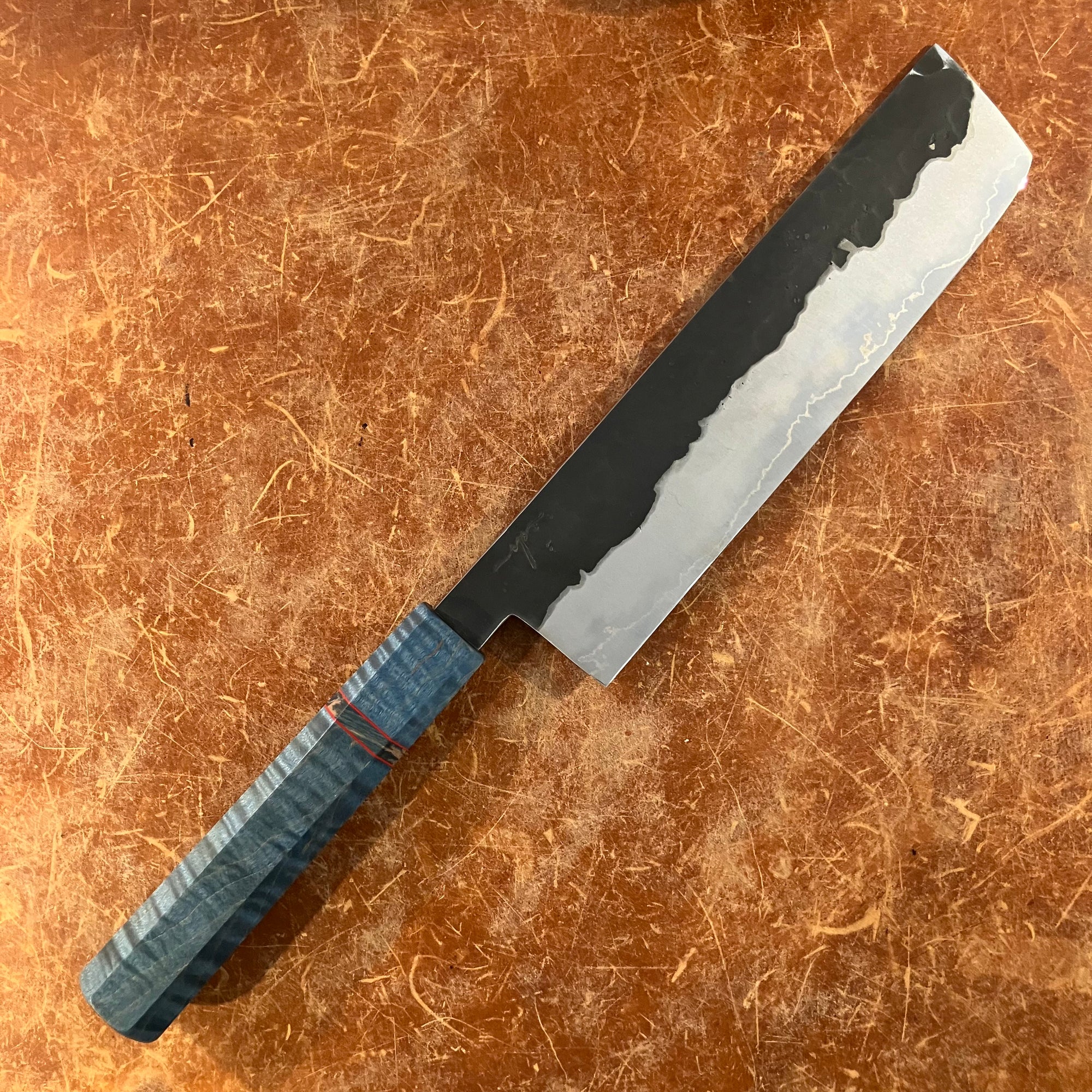 Patterson Blades Kitchen Knives Patterson Nakiri - Teal Maple Patterson Blades Forged San Mai