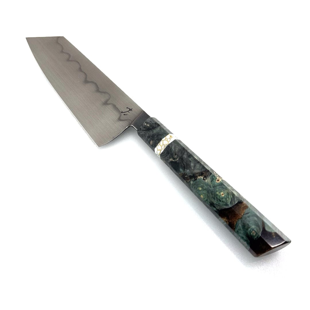 Running Man Kitchen Knives Bunka 7" | Green Handle Honyaki Bunka Wa Handle • Running Man