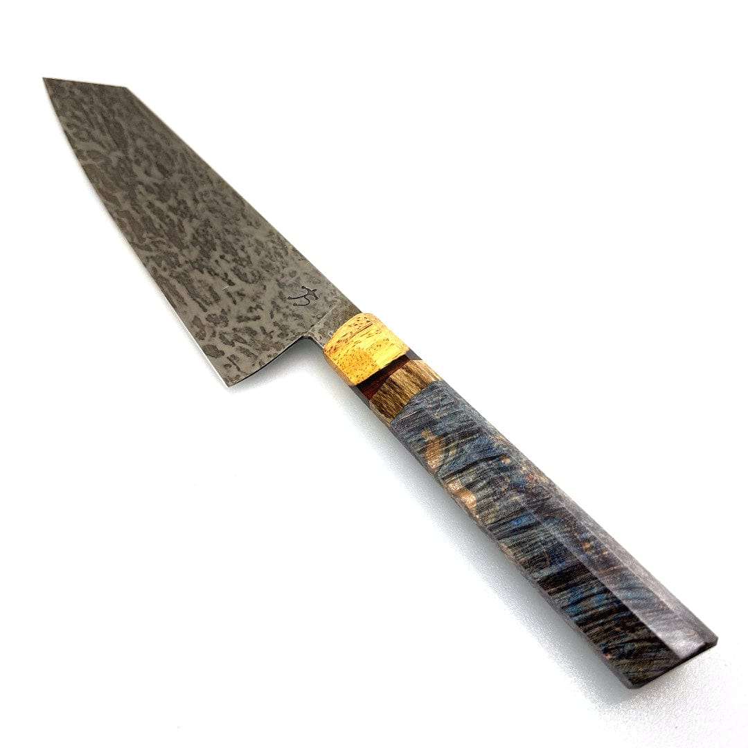Running Man Kitchen Knives Kiritsuke 8" Yellow Blue Patina Kiritsuke • Running Man