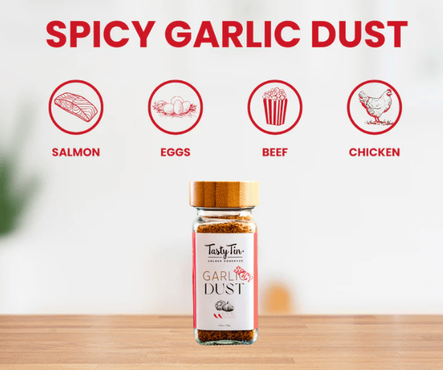 Tasty Tin Pantry Spicy Garlic Dust Shaker Jars • Tasty Tin