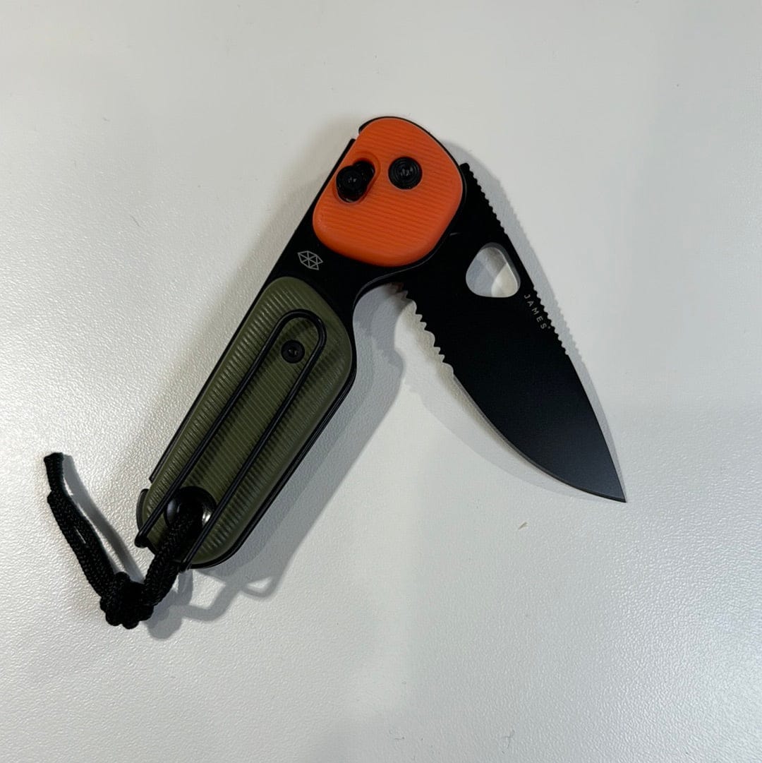 The James Brand Pocket Knife OD Green & Orange & Black | PP & Serrated The Redstone • The James Brand
