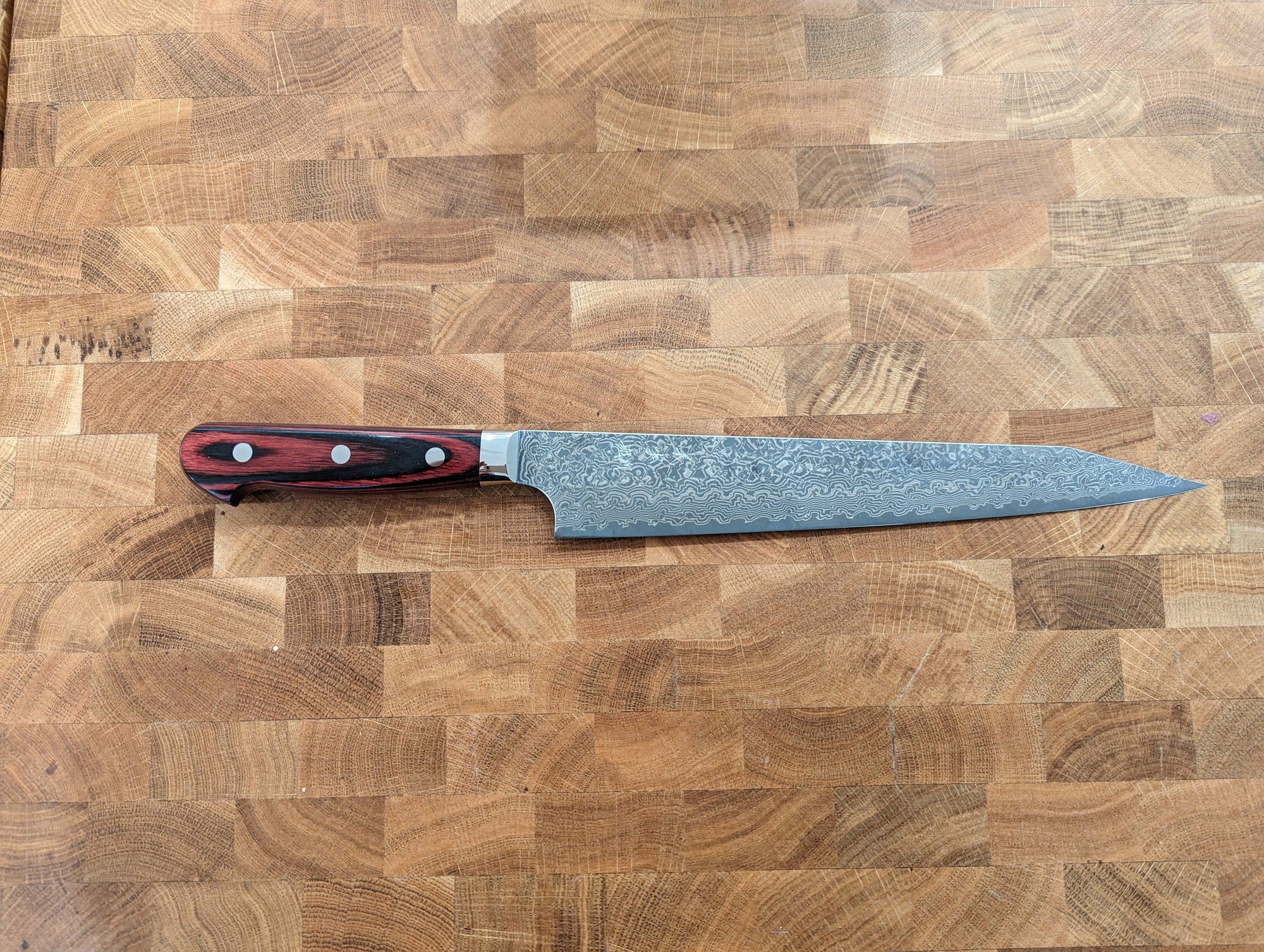 Tokushu Kitchen Knives Sujihiki 240mm | Kiritsuke | VG-10 Damascus Yoshimi Kato • VG-10 Damascus Kiritsuke • Western Handle • Tokushu