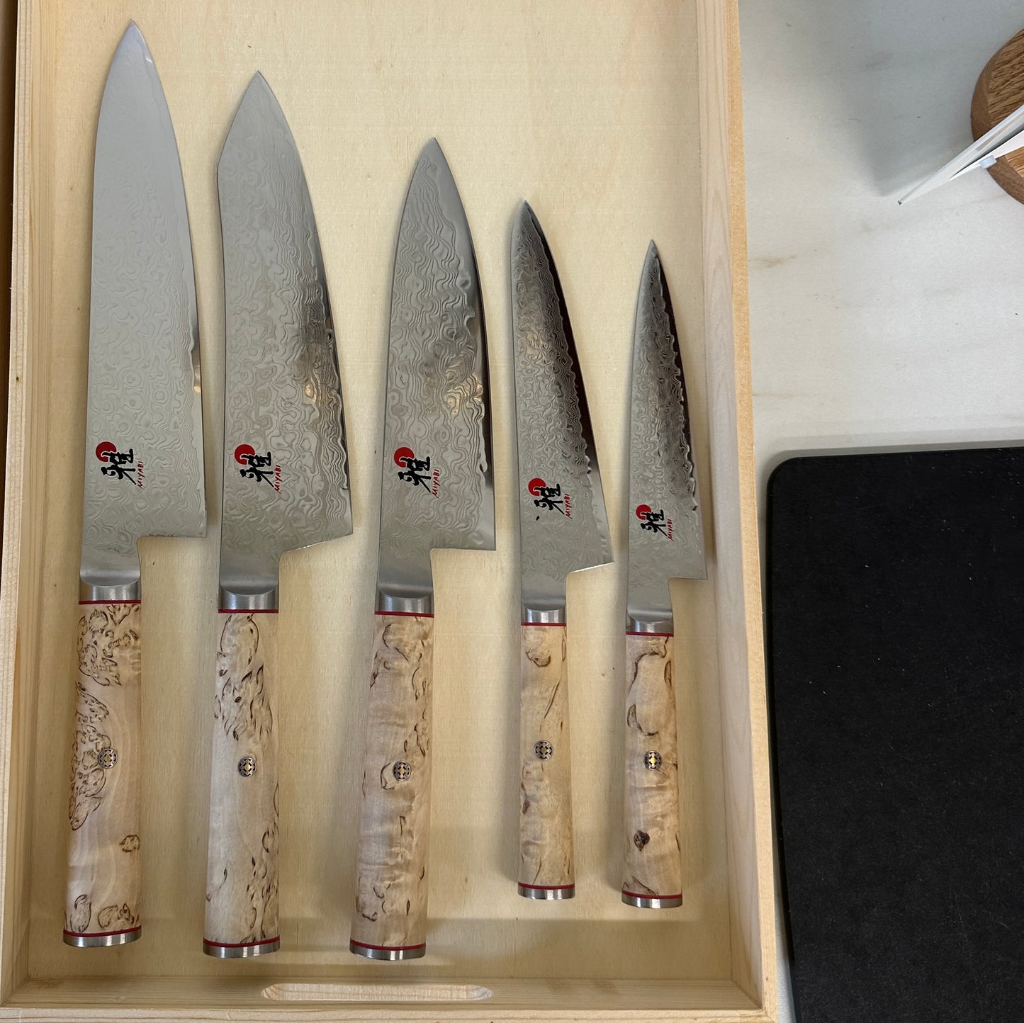 Myabi Burrch Handle knife lineup 