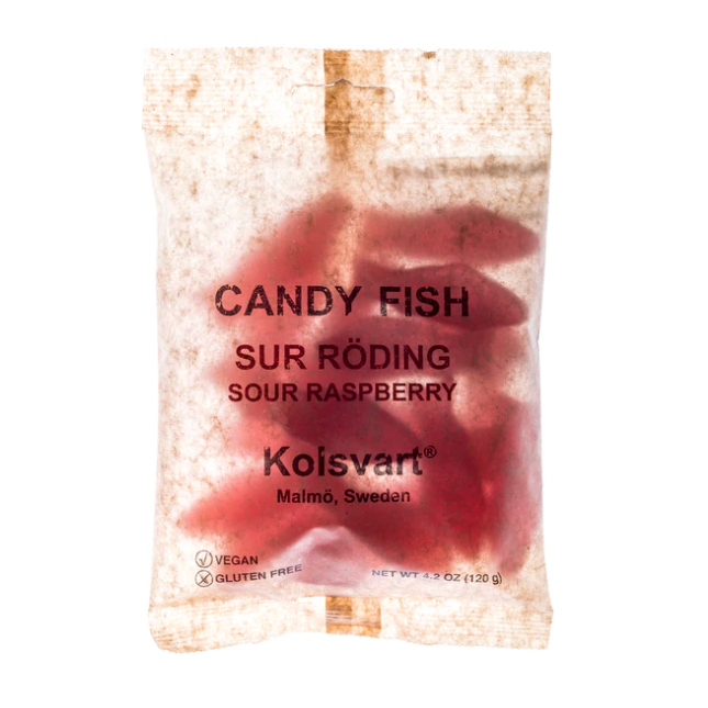 Sur Roding Sour Raspberry Candy Fish • Kolsvart