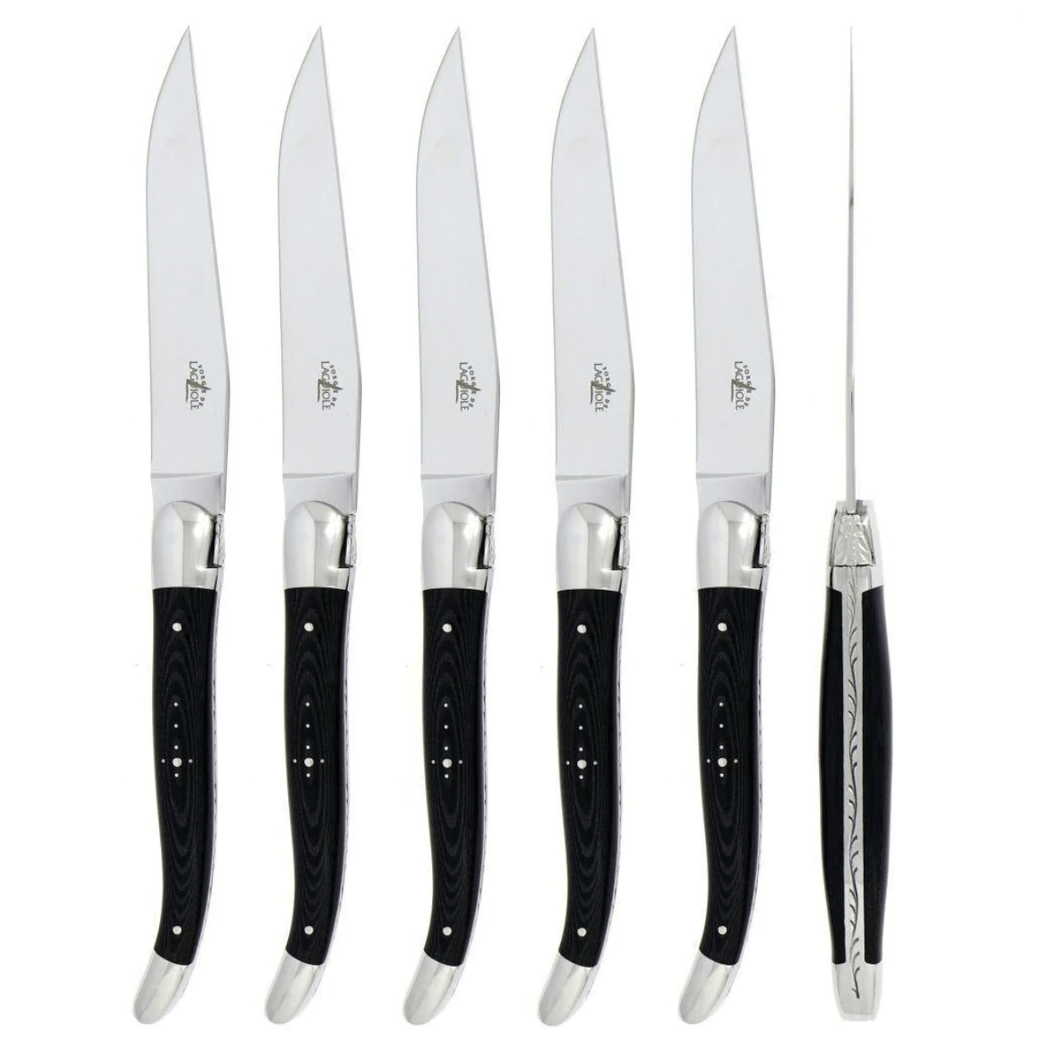 Forge de Laguiole Kitchen Knives 6 Piece | Black Steak Knife Set Fabric Series • Laguiole