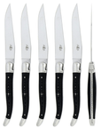 Forge de Laguiole Kitchen Knives 6 Piece | Black Steak Knife Set Fabric Series • Laguiole