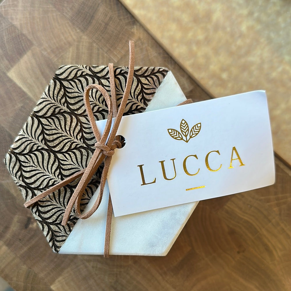 Lucca marble and wood coasters 